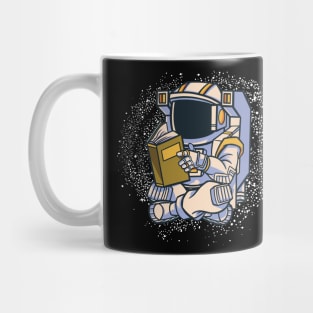 Astronaut in Space with a good Read stars and Planets Mug